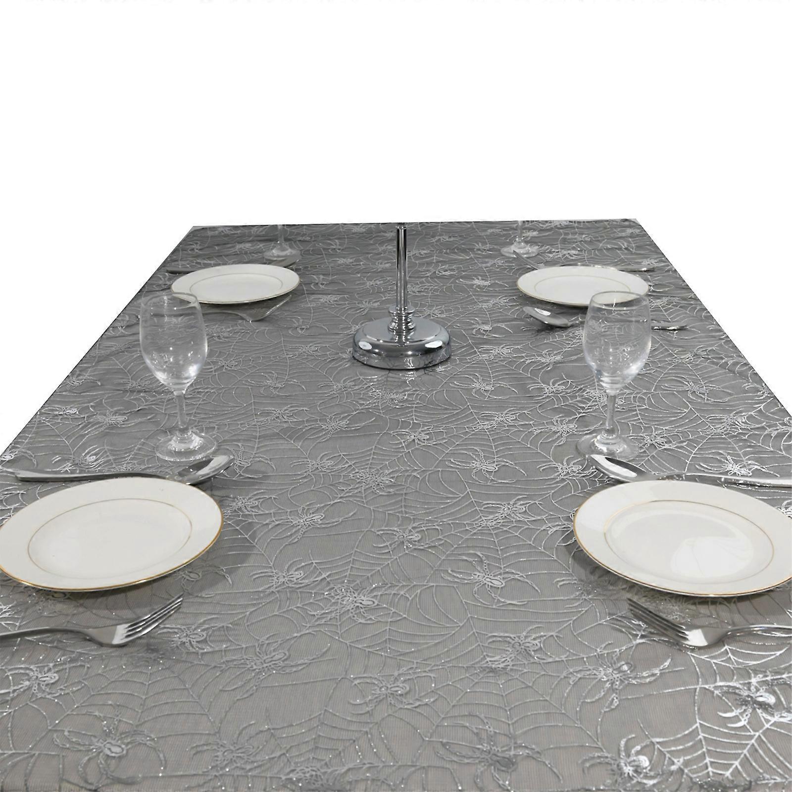 Reusable Washable Spiderweb Table Cover Perfect for Halloween and Dining Preferences  Silver