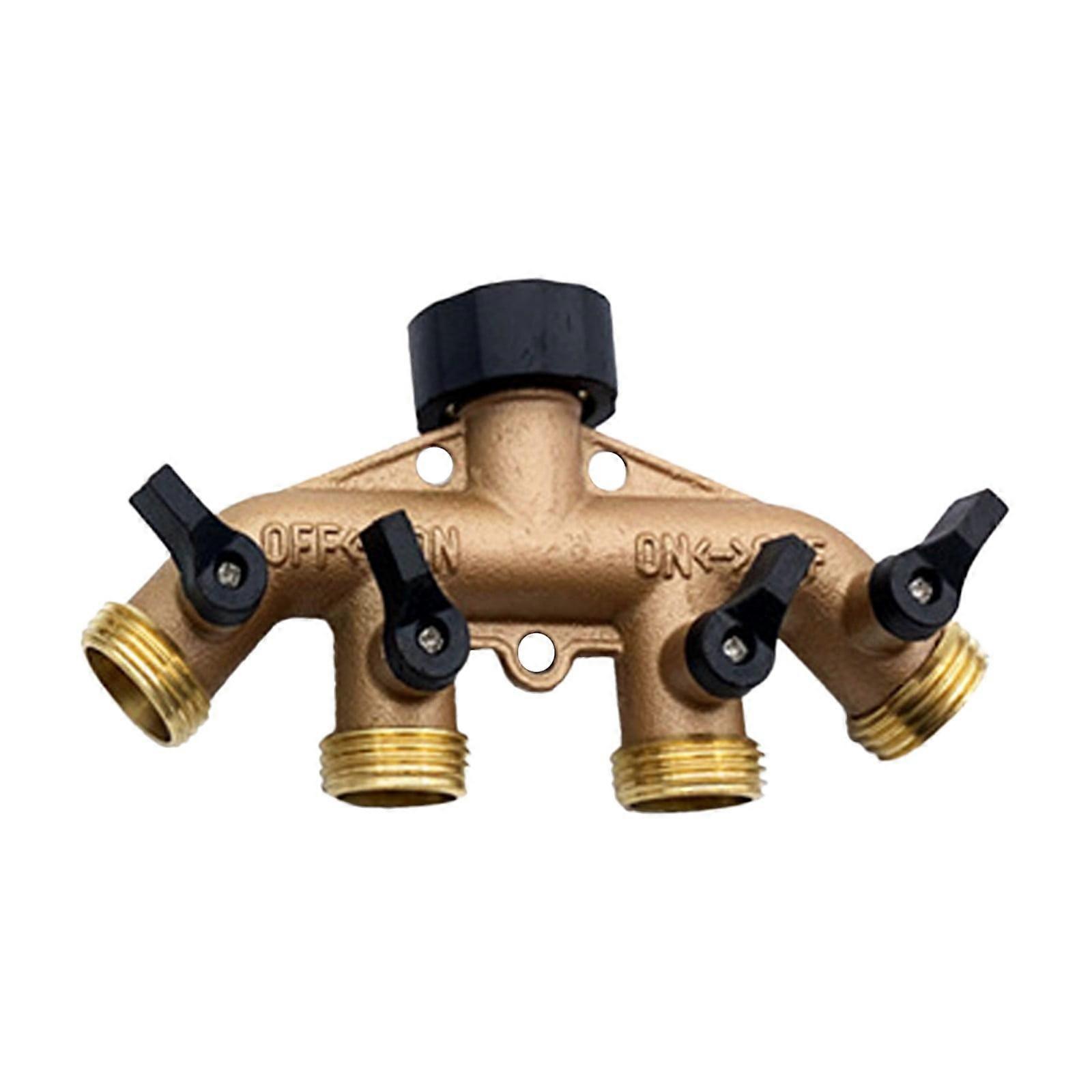 Begine Clearance Hose Distributor Faucet 4-Way Water Distributor Gold,1×4-Way Manifold