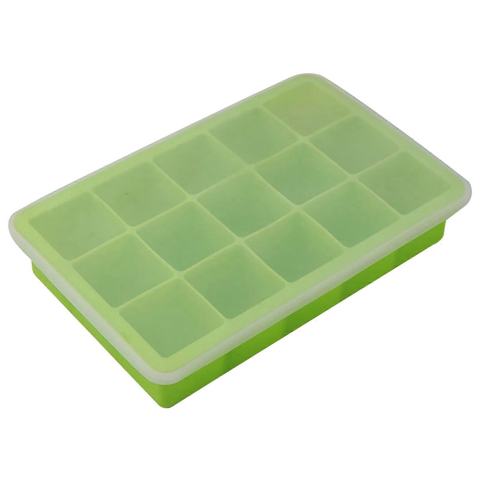 Donemore Ice Cube Tray with Lid for Freezer, Easy-Release 15-Cube Ice Tray, Flexible Ice Cube Molds, Ice Storage Container Tray with Lid