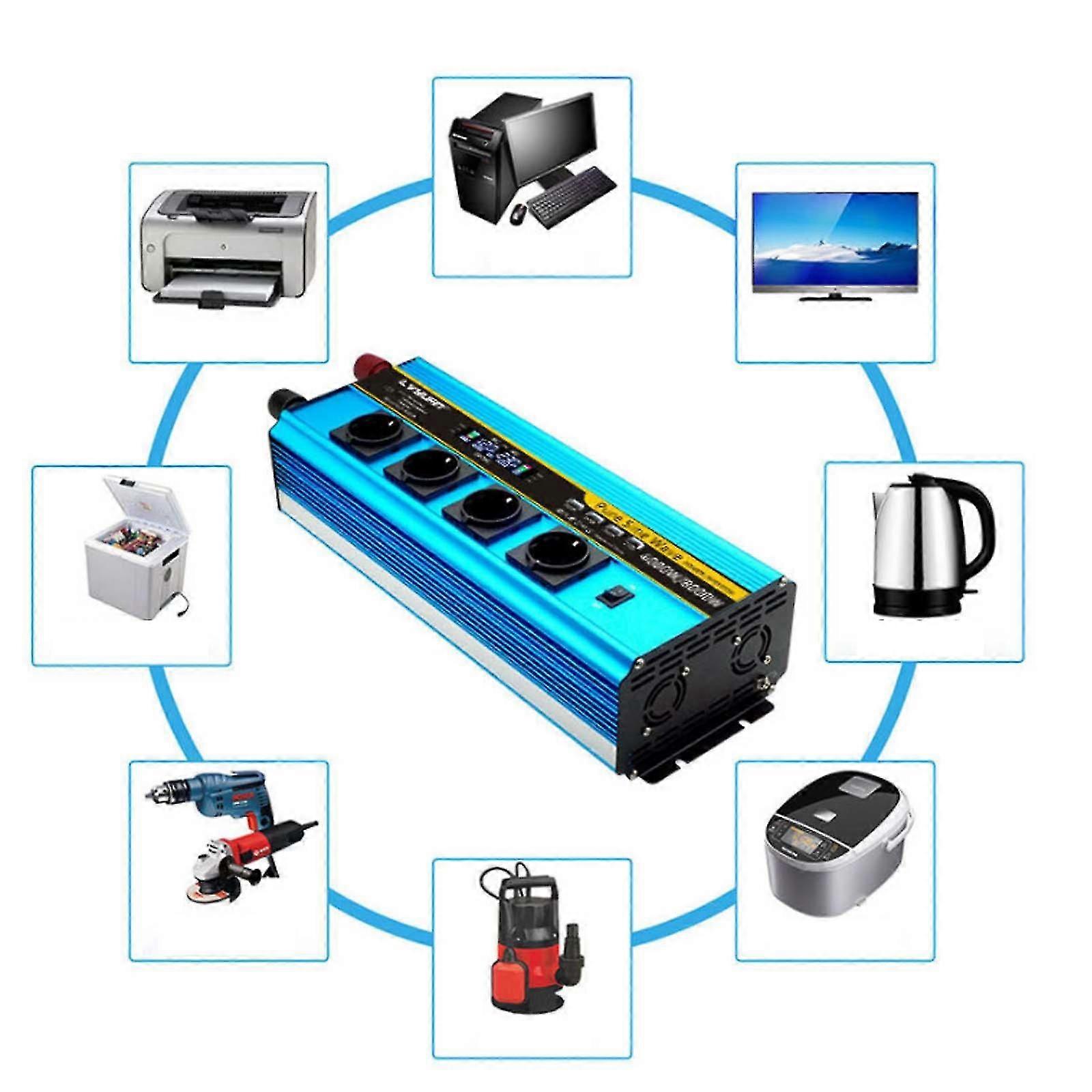 High Power Inverter 8000w, 12v To 230v, Dual Voltage Display, European Standard Inverter