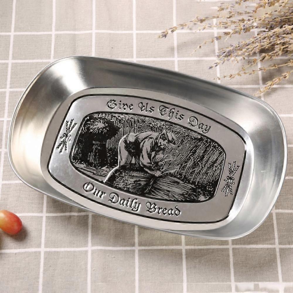 Vintage Silver Metal Serving Trays Decorative Tray, Pattern Designed, 8x5.5inch