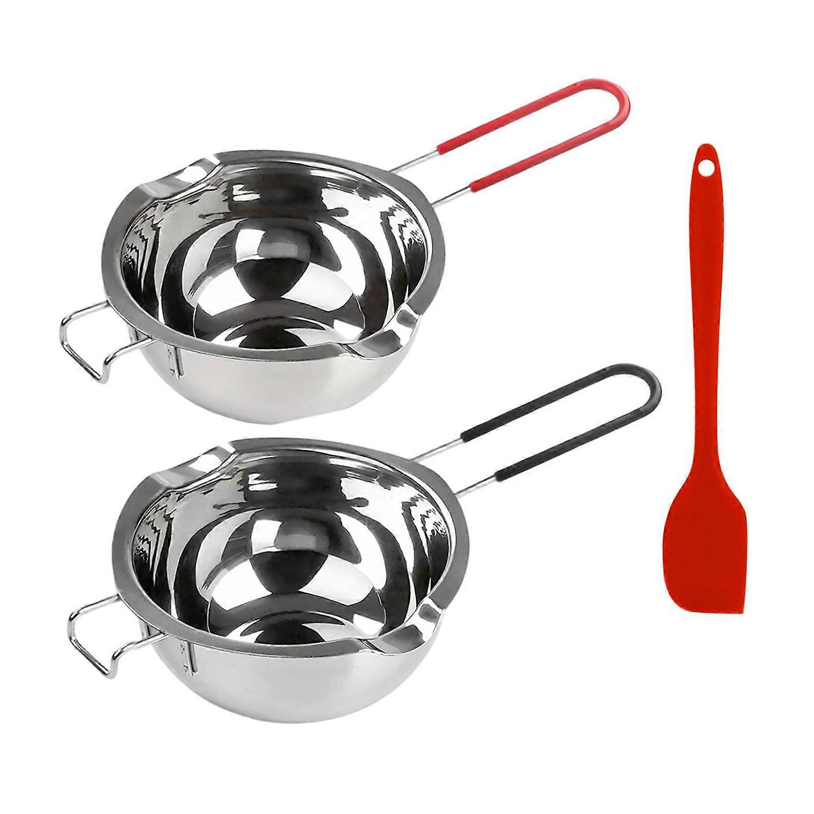 Professional Melting Bowls and Silicone Spatula 304 Stainless Steel 480ml With Heatproof Handle For Chocolate Cheese Multicolor