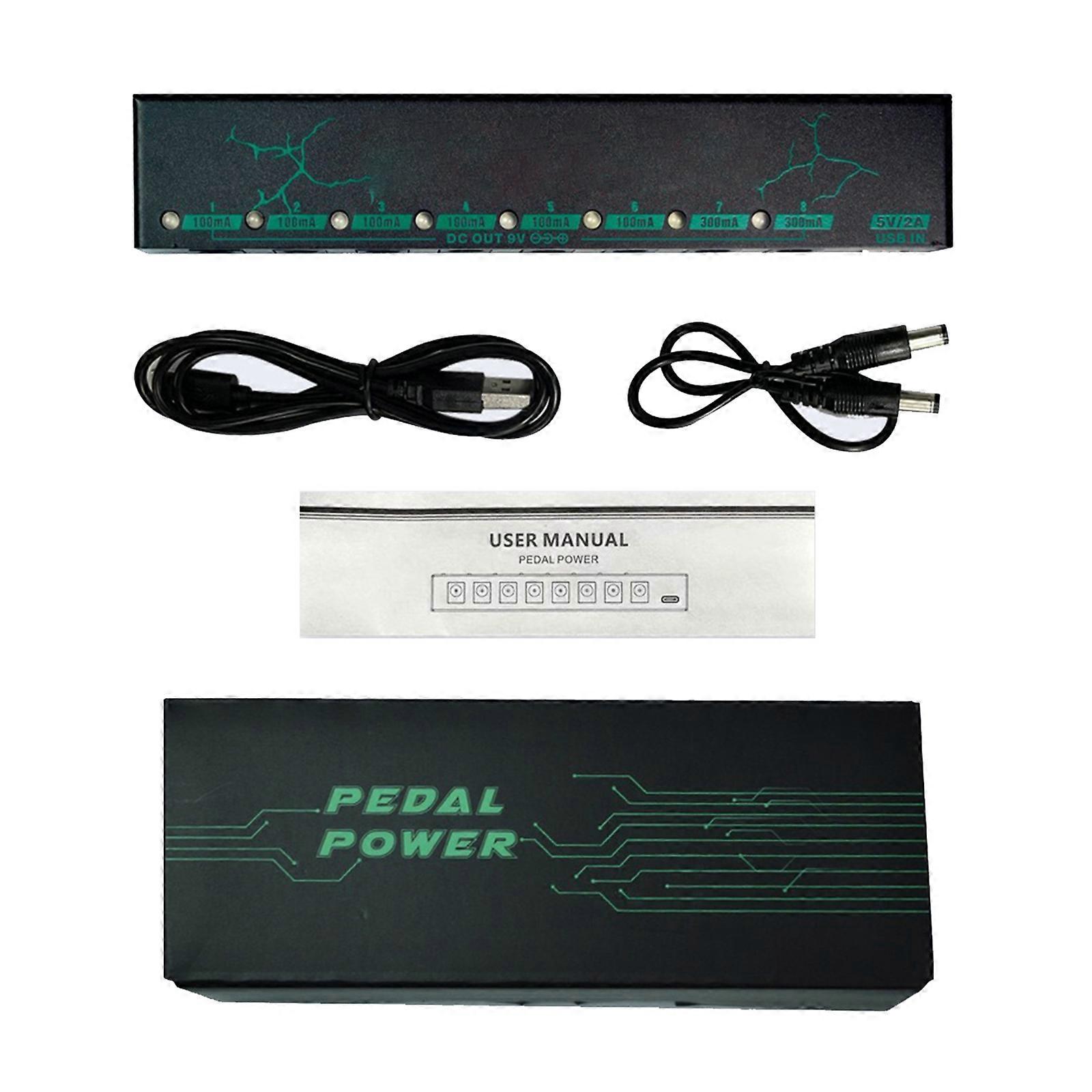 8 Port 9V Power Source Aluminum Alloy Texture for Guitar Pedals High Efficiency Energy Output and Travel Ready Design Multicolor