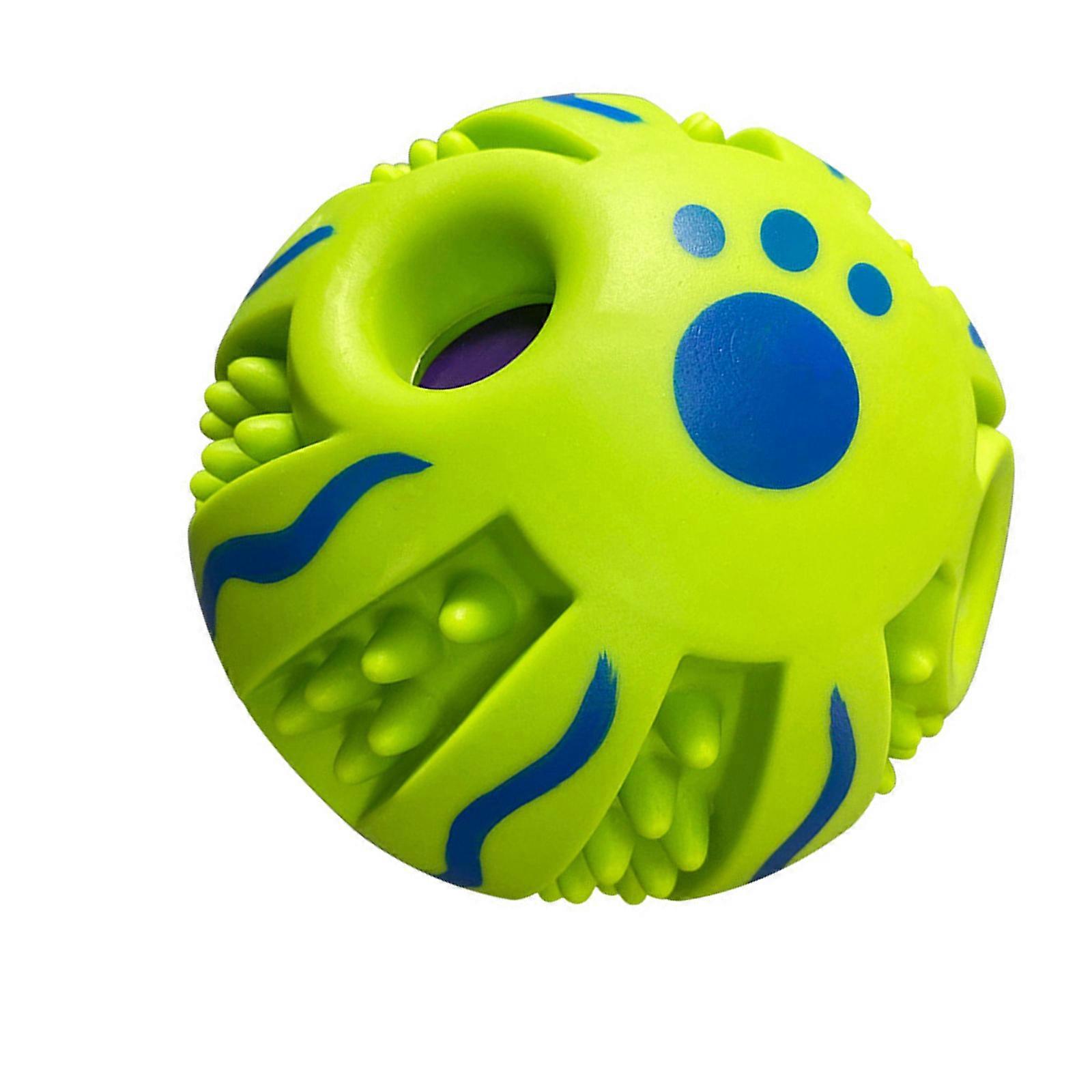 Durable ABS Dog Chew Ball Interactive Squeaker Toy Bouncing Motion Design Teeth Cleaning Surfaces For Medium Large Dogs Multicolor