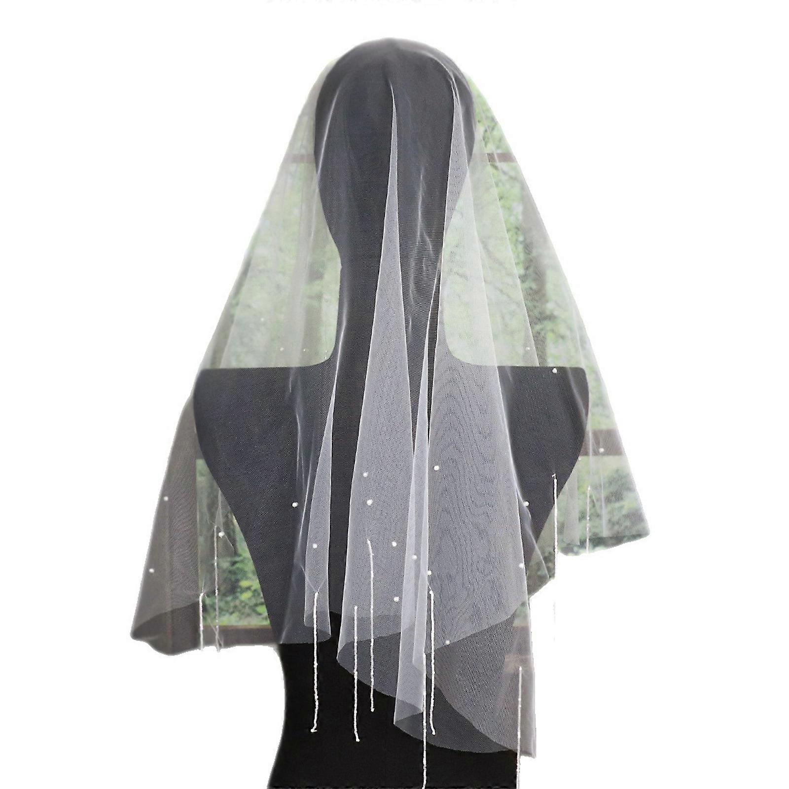 Permanent Cathedral Bridal Headpiece With Weightlesss Net Fabric And Secured Comb For Day Comfort  White