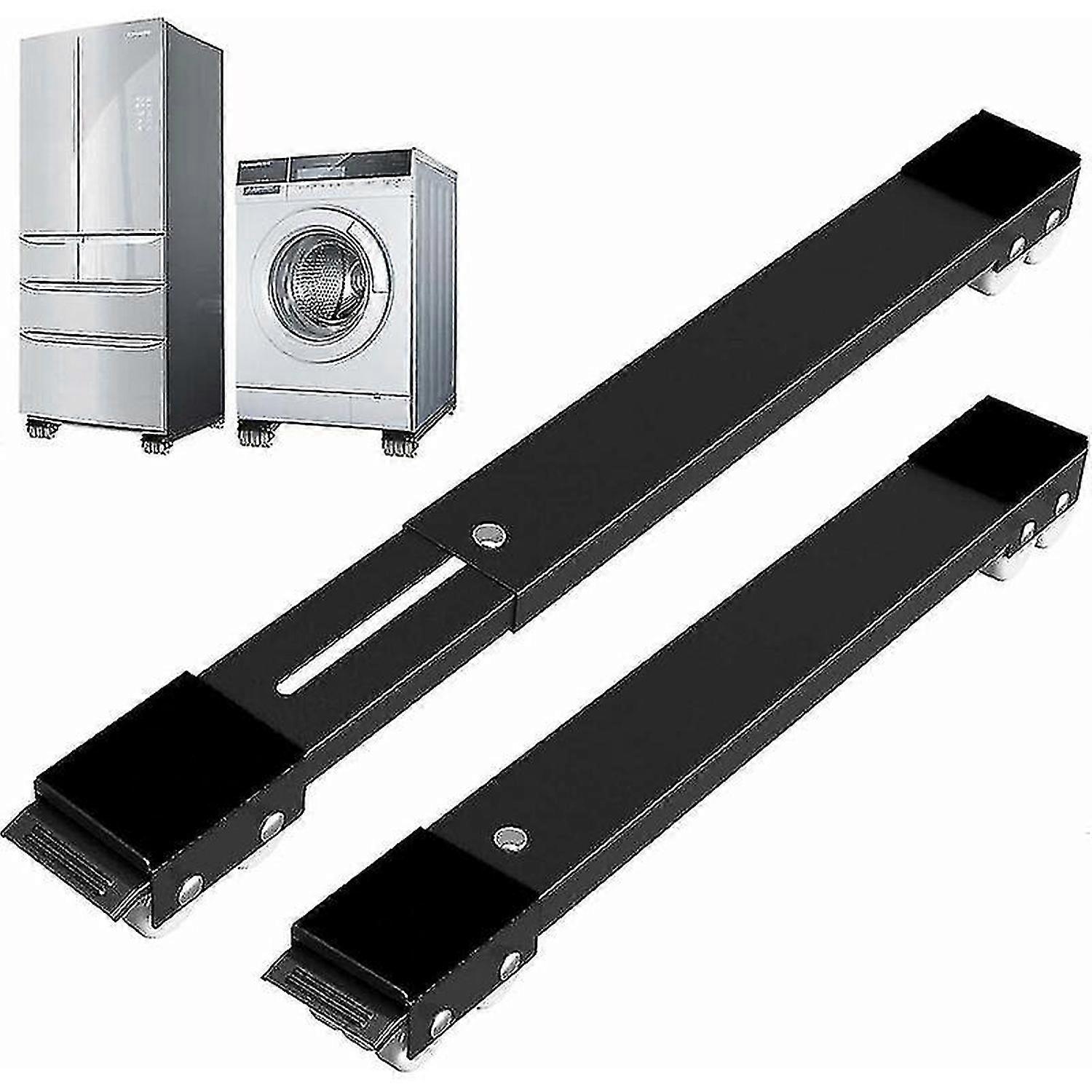 בסיס מכונת כביסה עם בלימה, בסיס נייד מתכוונן למכונת כביסה, מייבש כביסה, מקרר, עומס 300 ק"ג, שחור