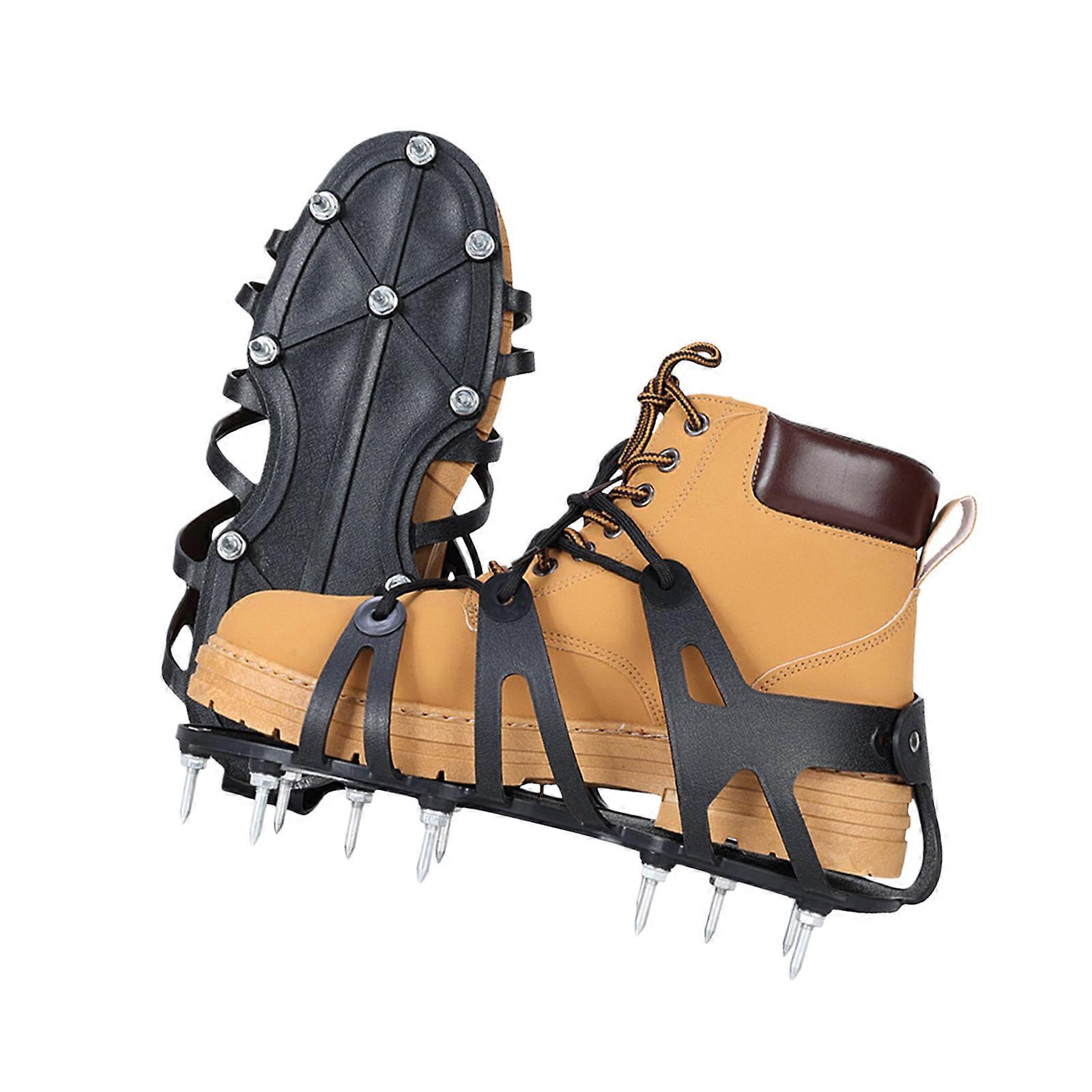 Heavy Duty Polyethylene Lawn Aerating Shoes With Adjustable Straps Spiked Shoes For Secure Traction On Grass Wet Surfaces Gardens Multicolor