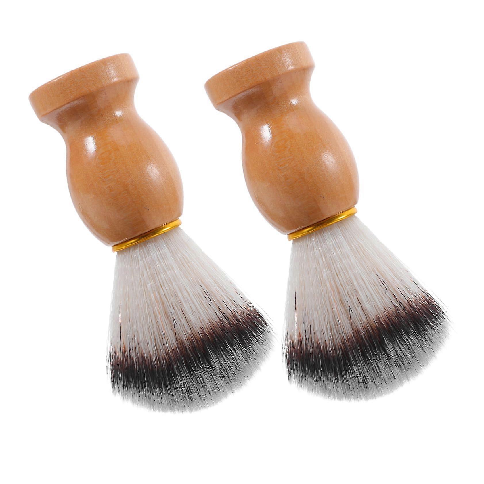 2 Pack Soft Bristle Beard Brush Set with Ergonomic Wooden Handle for Wet Shaving and Facial Massage