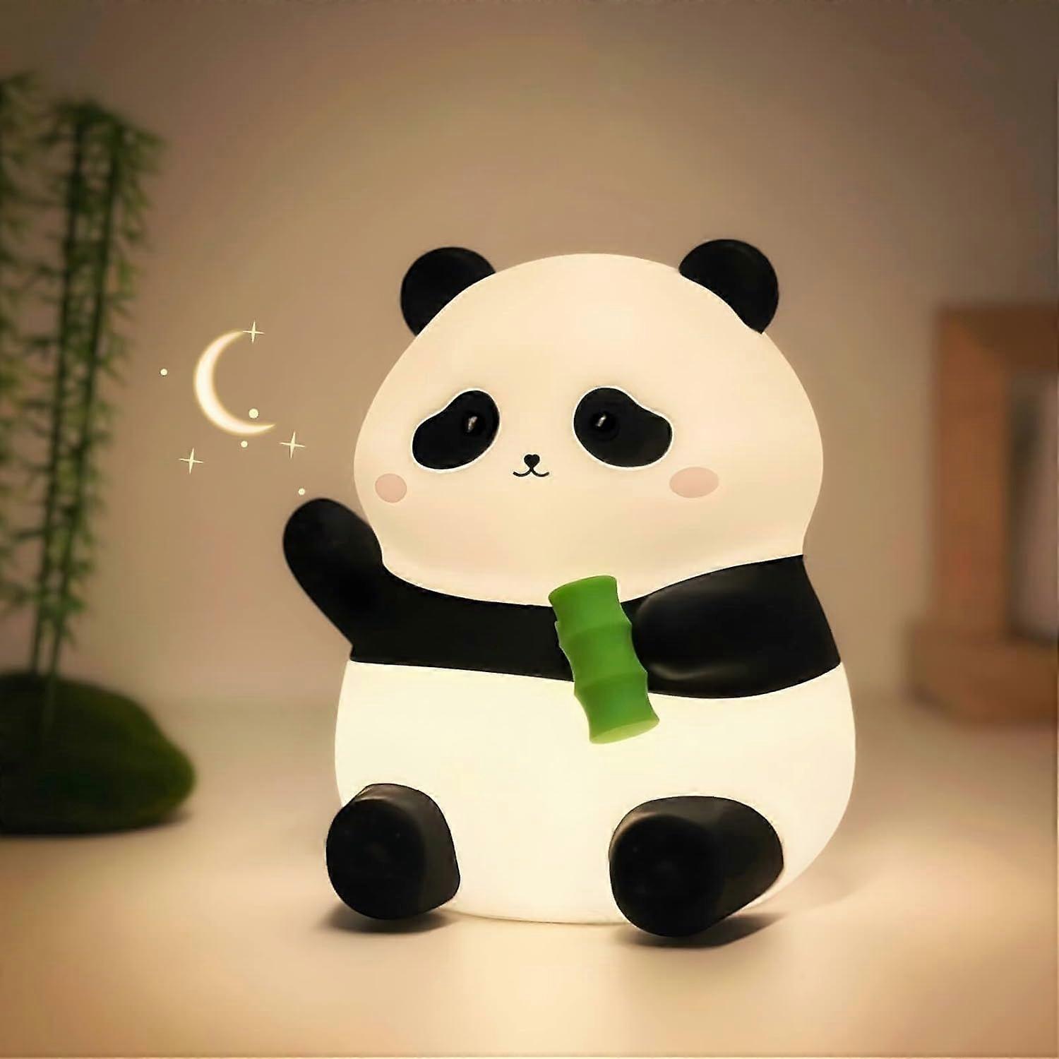 Panda Night Light, Cute Panda Lamp, Rechargeable Dimmable Silicone Nightlight with Timer