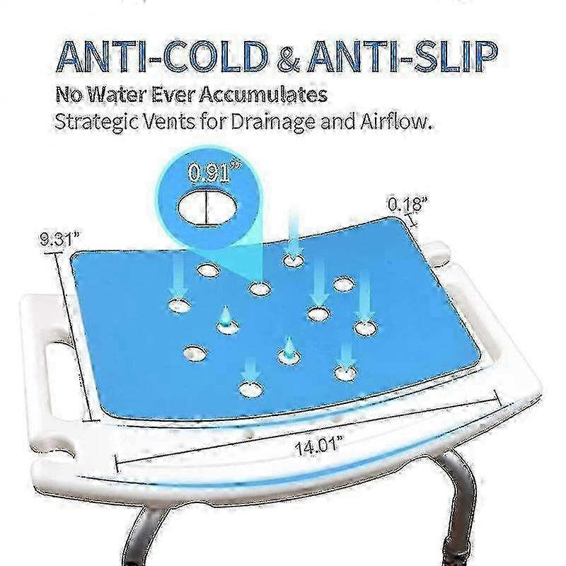 Sedia da doccia ottimizzata per anziani con cuscino blu adesivo antiscivolo