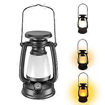 Outdoor LED Retro Solar Camping Lamp, Rechargeable Mobile Lighting, Multifunctional with Adjustable Brightness 3 Modes.
