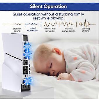 Ventilador de refrigeración para consola PS5 Slim, sistema de refrigeración silencioso con función de memoria y luz LED, accesorios de refrigeración - Blanco