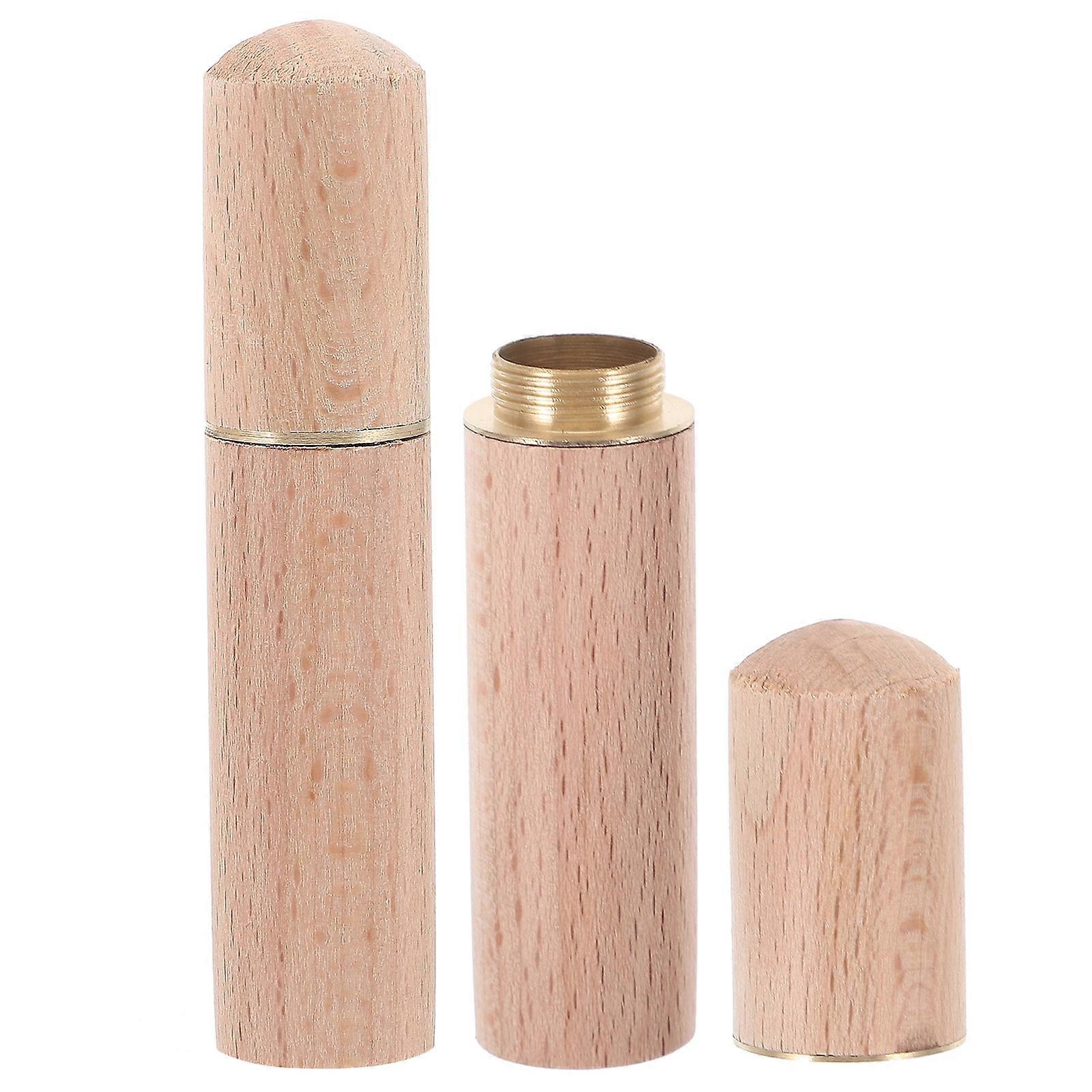 2pcs Wooden Toothpick Canisters Pocket Storage Container Stitch Holders for Needdles Thread Small Sundries