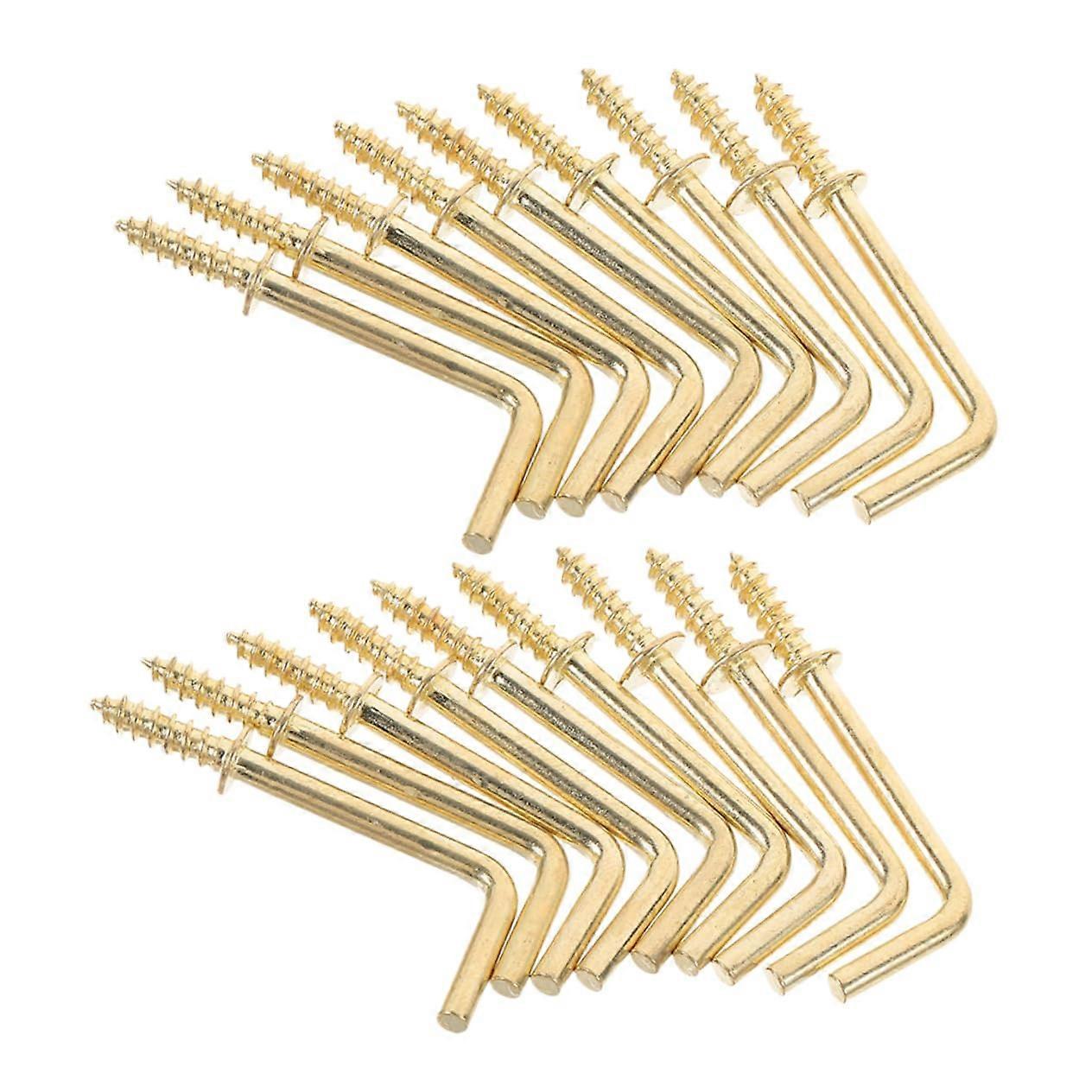 100Pcs Gold Square Bend Self Tapping Hooks for Hanging Jewelry, Kitchenware and Accessories