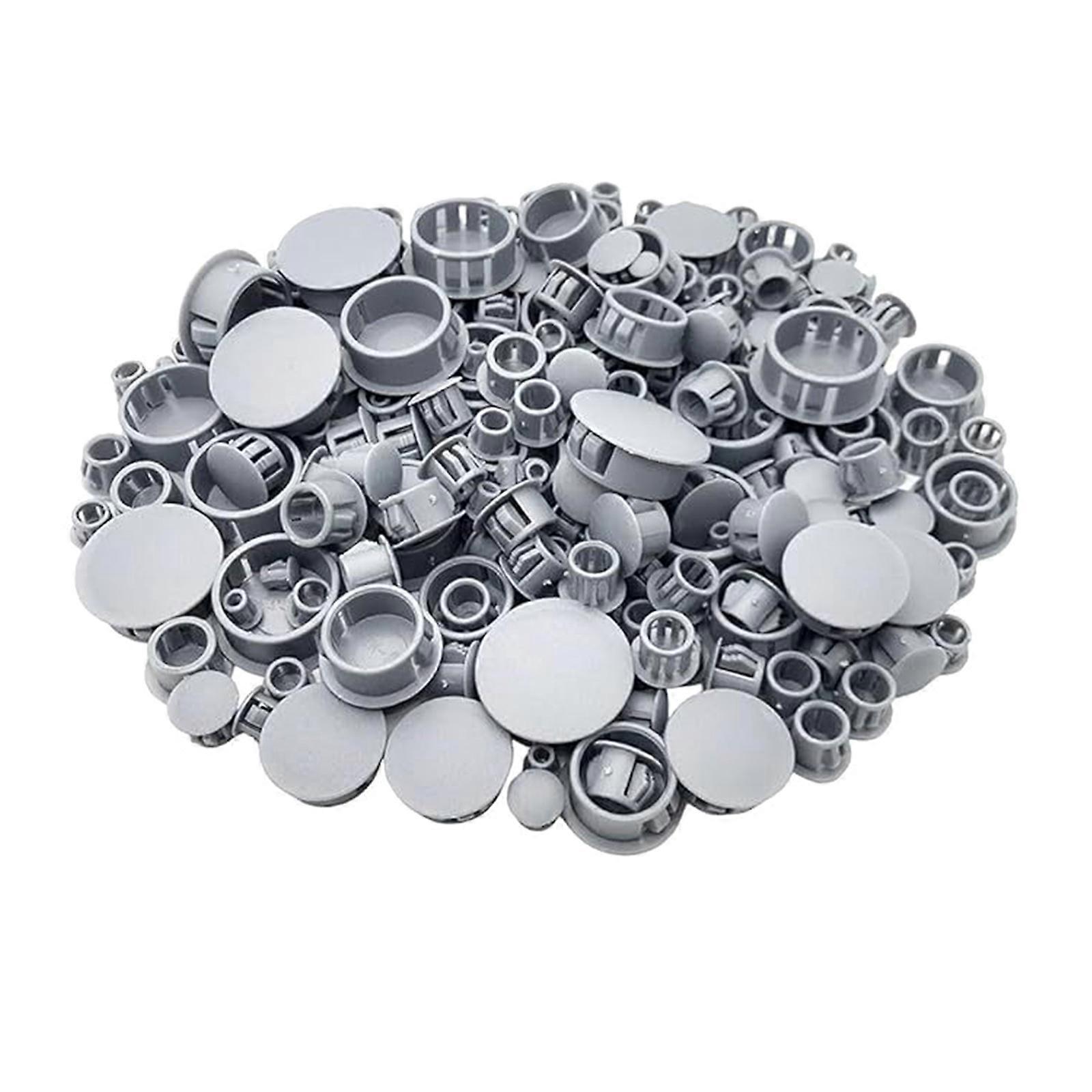 Multipurpose 360pcs Hole Plugs Flush Mount  Inserts Fencing Post Pipe End Caps set for Various Sized Openings  grey