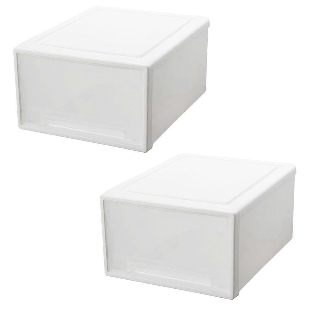 Organizer Box Drawer Container for Office Desktop White Plastic with Toy Organizer Function 2Pcs