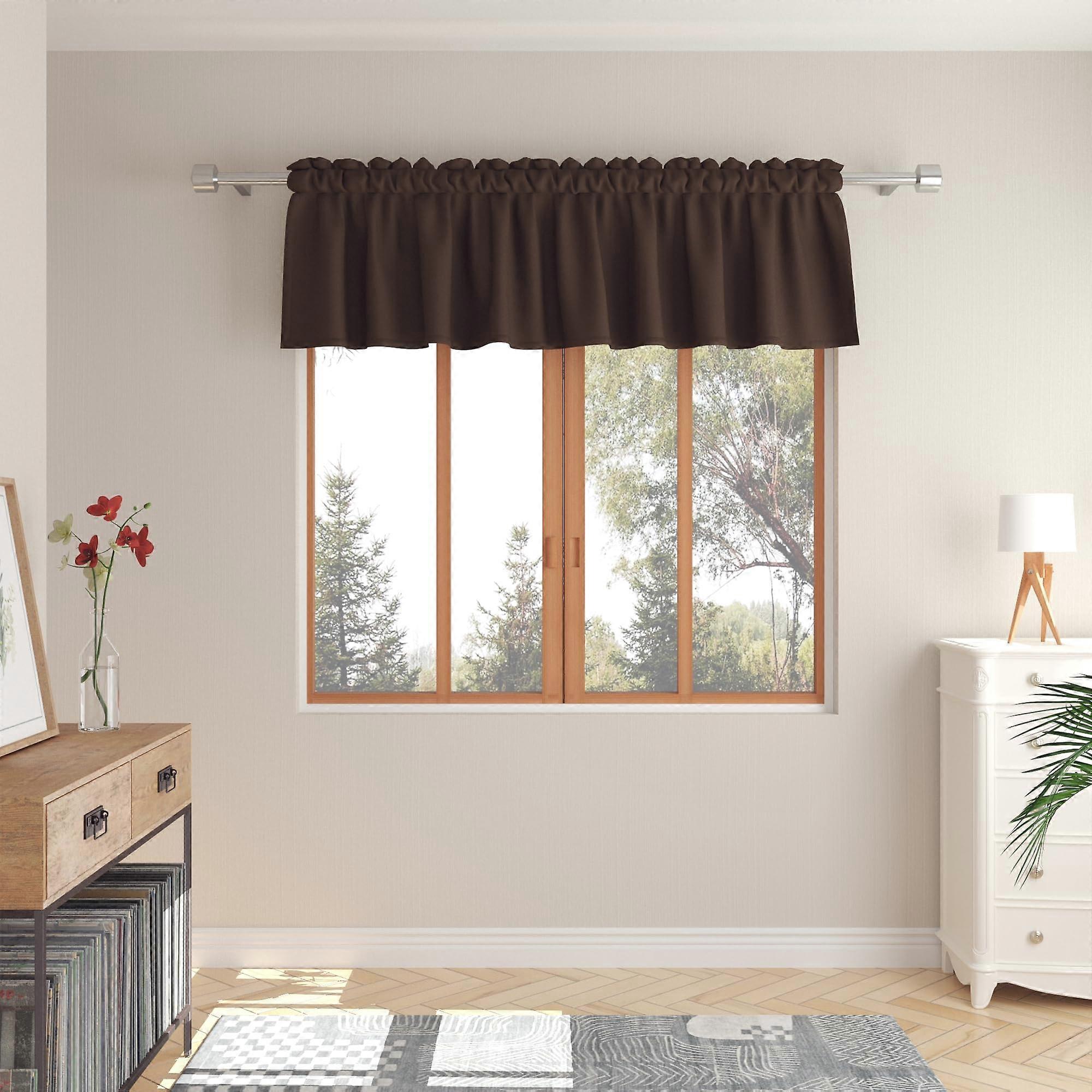 Brown Blackout Kitchen Window Valance 52x14 with Light Control and UV Protection for RV or Home