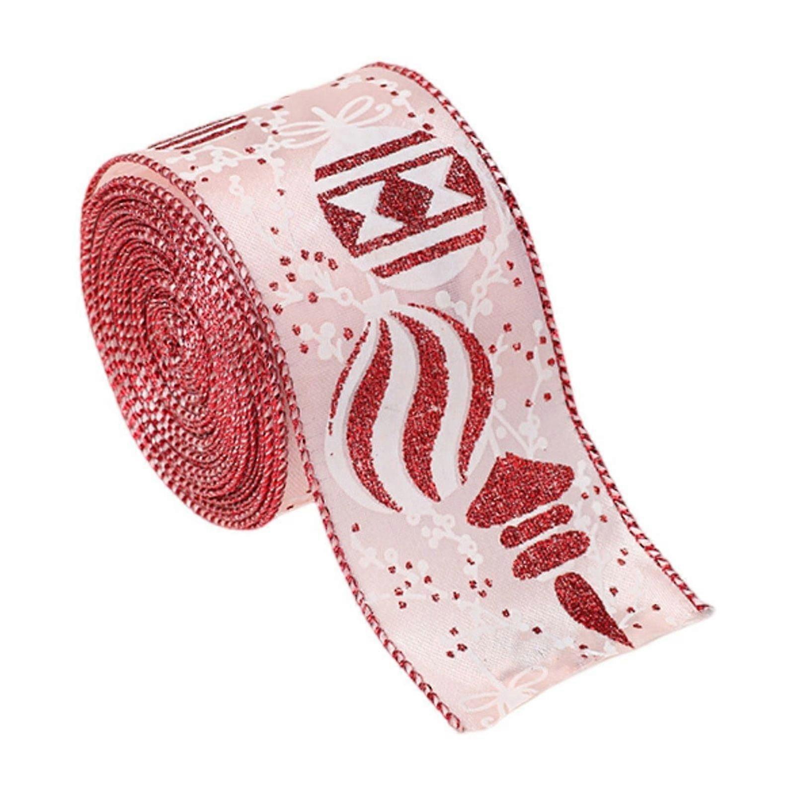 2026 CISIL & Christmas Ribbon Roll 2.5 Inch Wide x 2m Long Polyester Fabric Decorative Tape for Giving Wrapping Bows Wreaths and Tree Ornaments（D）