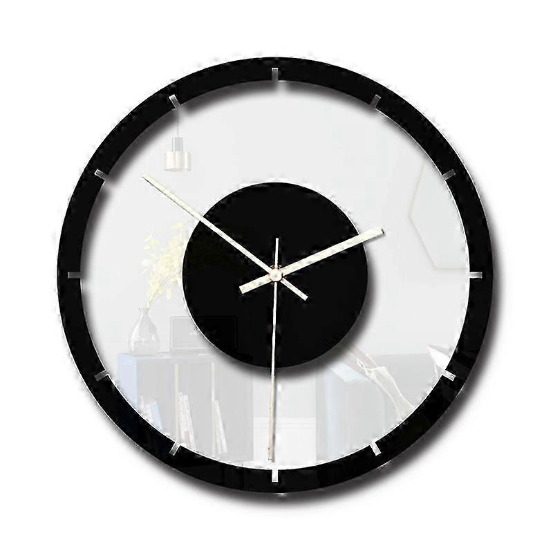 A Round Wooden Dial Transparent Acrylic Mute Wall Clock