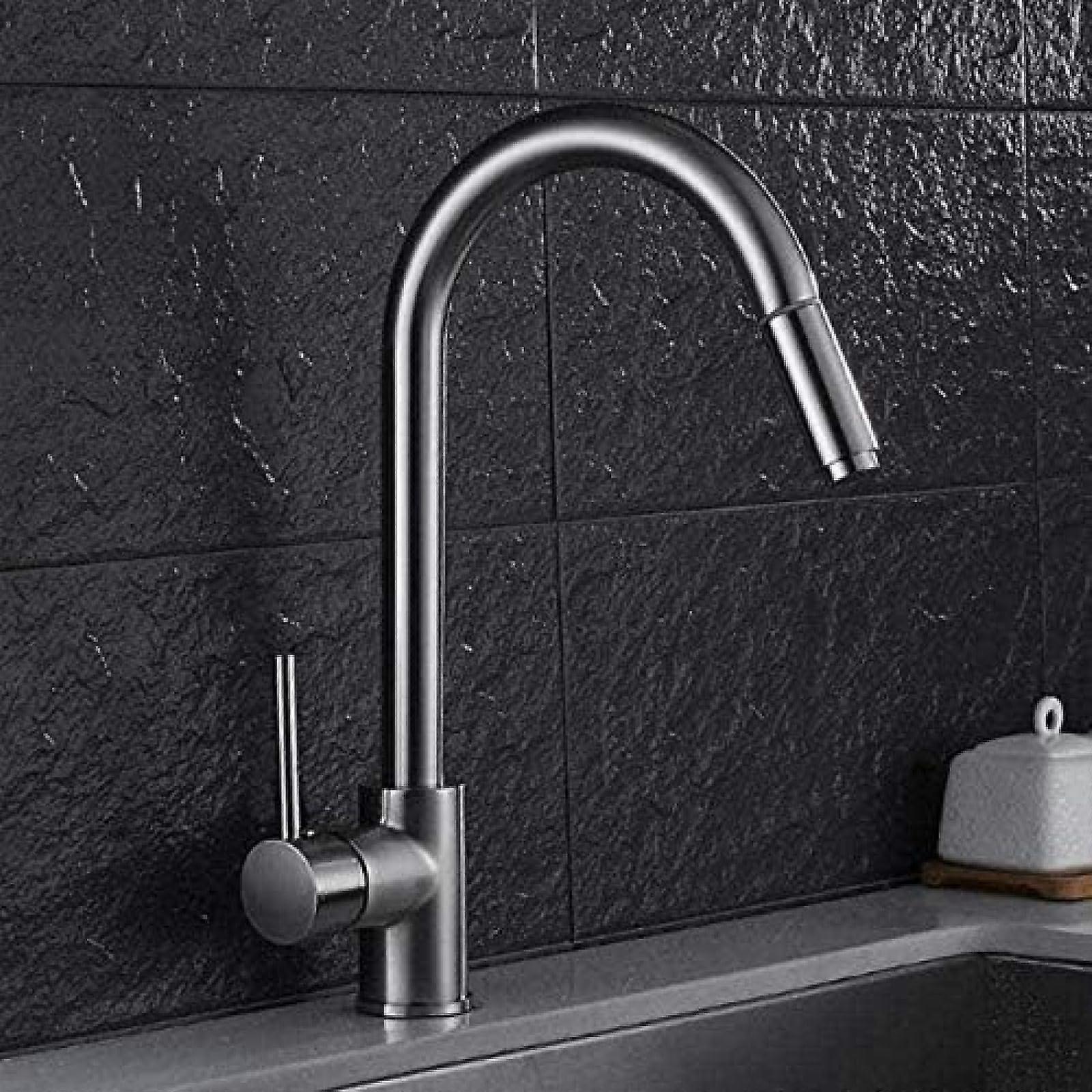 Brushed Nickel Pull Down Kitchen Faucet Single Handle 360° Rotation Splash Sink Sprayer