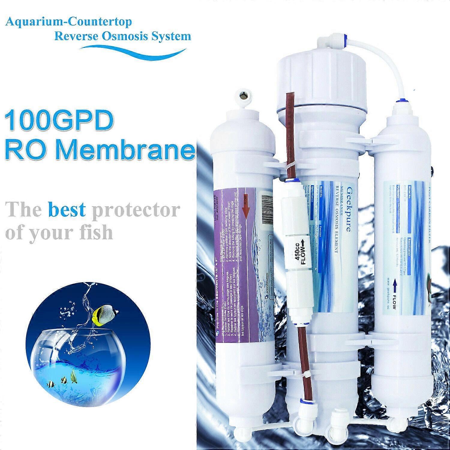 3 Stage Aquarium Countertop Reverse Osmosis Water Filter System 100Gpd Filters