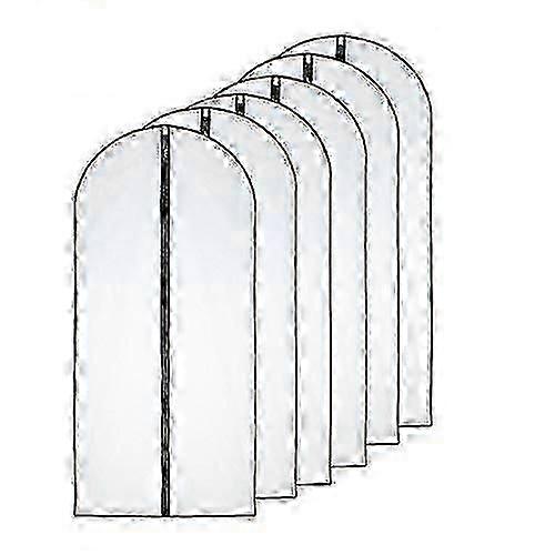 6 יח 'תיקי בגד חסין עש, 60 x 140 ס"מ שחור צד נושם שקוף בגד שקיות רוכסן מלא לבגדי חורף ארוכים יותר