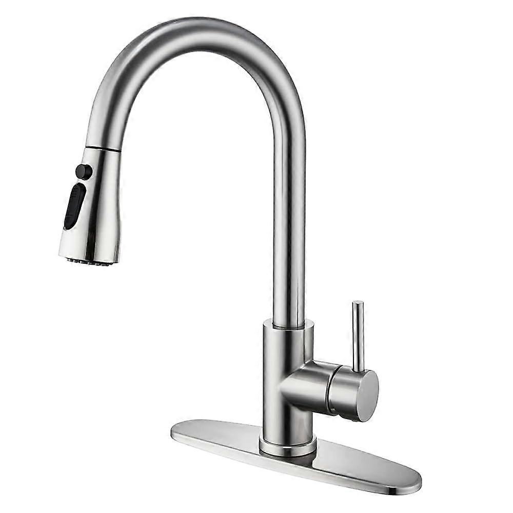 Kitchen Faucet with Pull Down Sprayer, Single Handle  Arc, 360° Swivel Brushed Nickel for RV