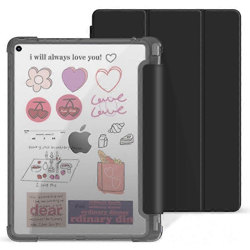 Capa elegante para iPad transparente com compartimento para caneta (2024) e iPad Air de 11 polegadas, preta.