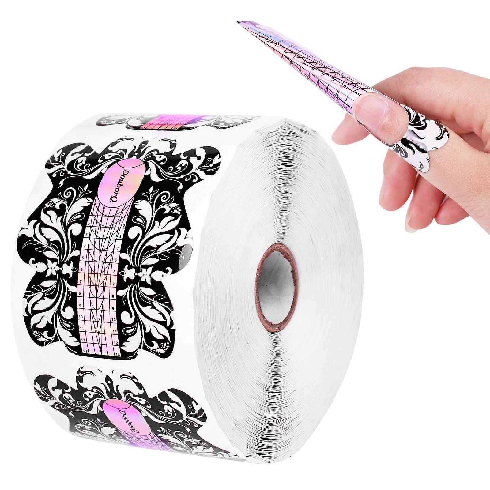 500pcs Acrylic Nail Forms for Extensions with Accurate Length Guide and Strong Adhesive Hold