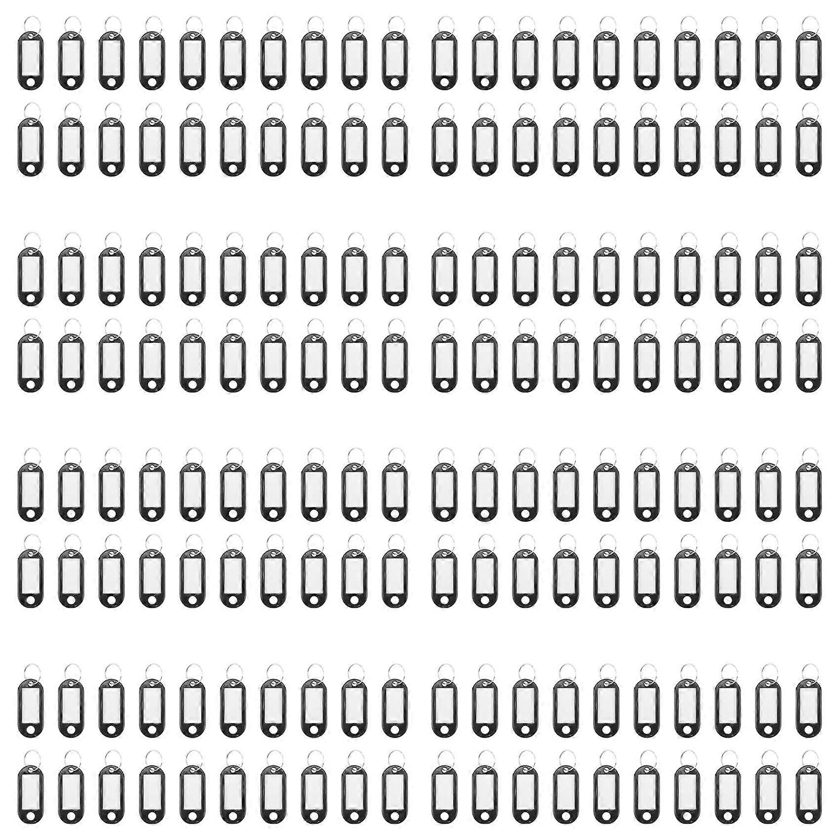160 Pcs Key ID Label Tags Split Ring Keyring Keychain Black