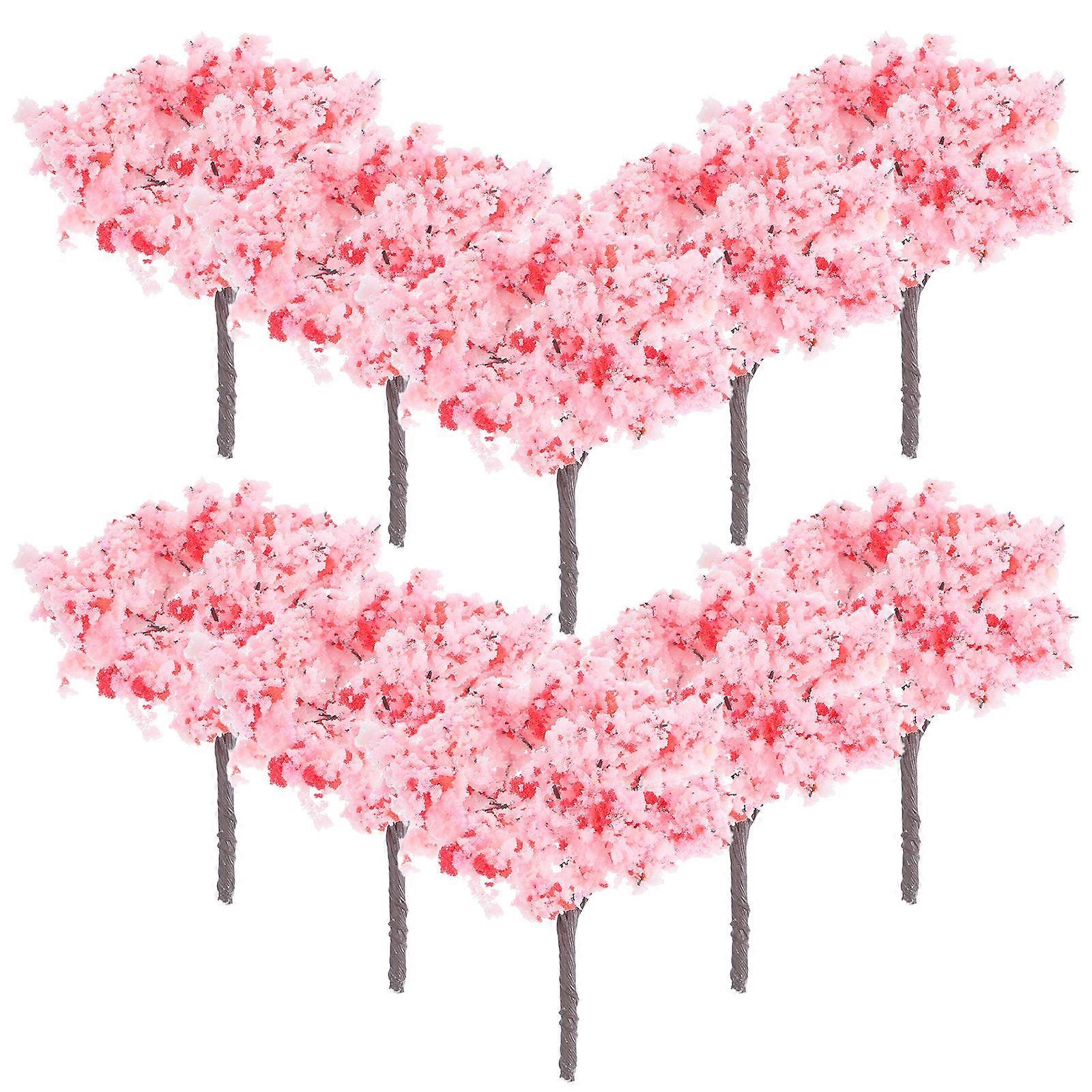 Model Cherry Trees Miniature Landscape Scenery for Decoration 10Pcs