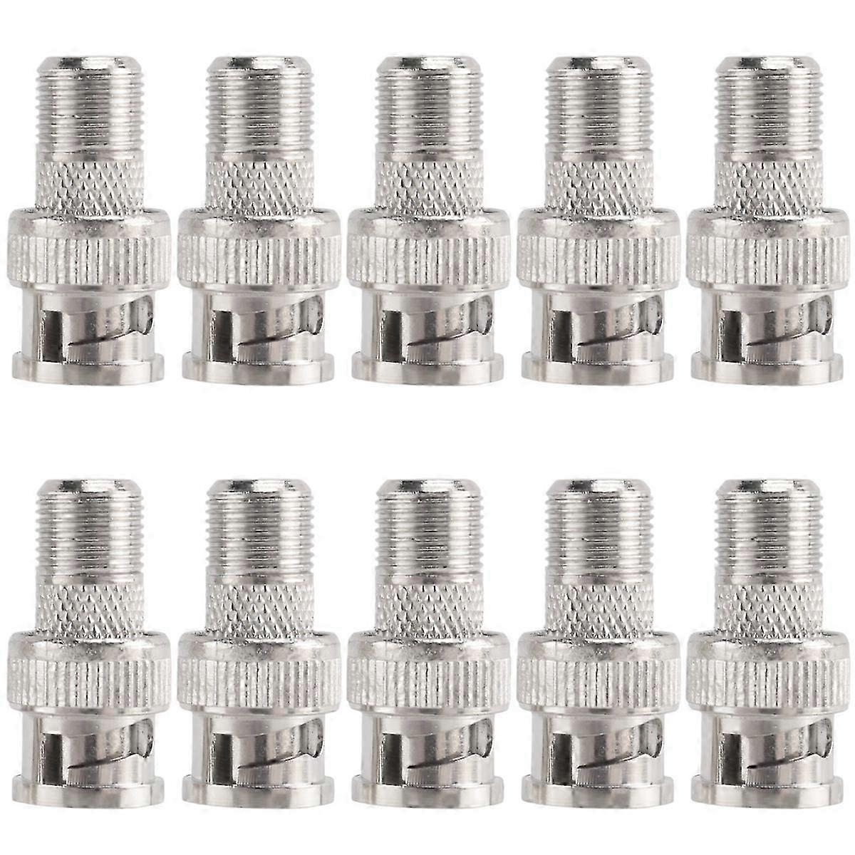 Coax Cable Connector Coupler BNC Plug to F Jack Adapter for Security Camera Setup - 10 Pieces