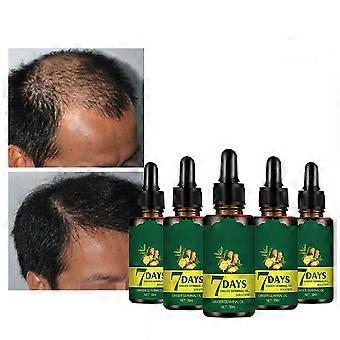 Ginger Hair Growth Serum for Thinning Hair, Herbal Hair Regrowth Oil 7 Day Treatment for Men and Women, 30ml 5pcs