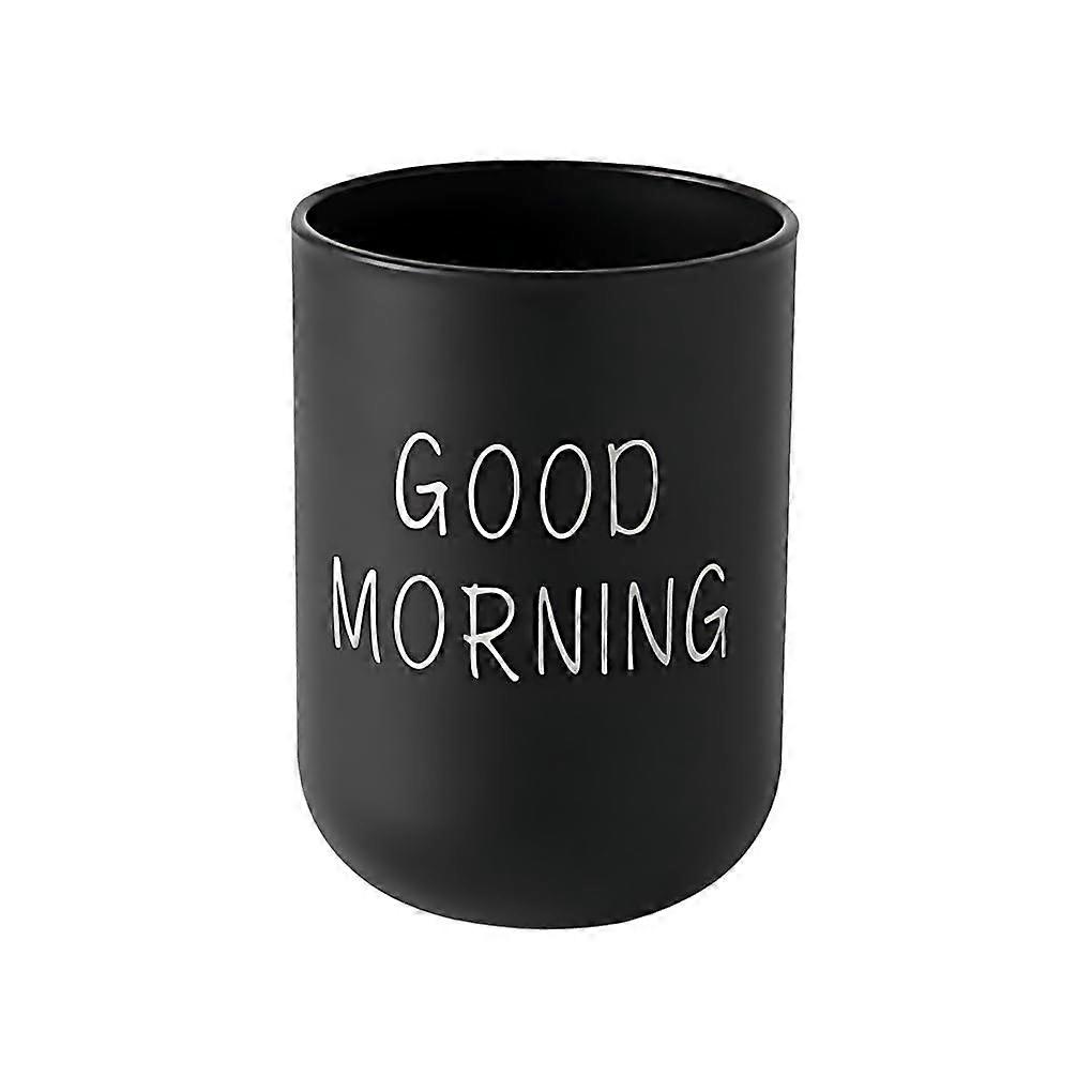 Bathroom Mouthwash Cup with Toothbrush Holder, Modern Black PP, MultiFunctional Storage