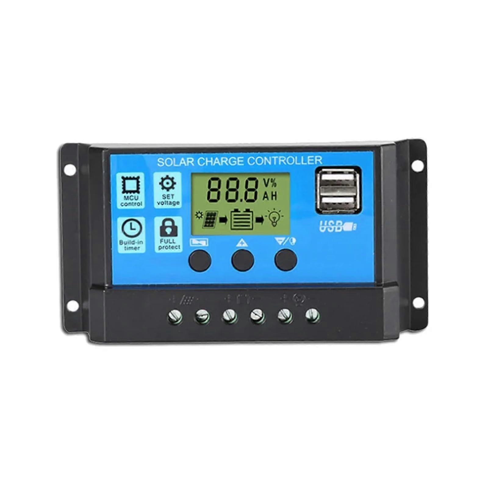 Solar Charge Controller 12V 24V Auto MPPT, 10A 20A 30A LCD Solar Panel Regulator for Battery