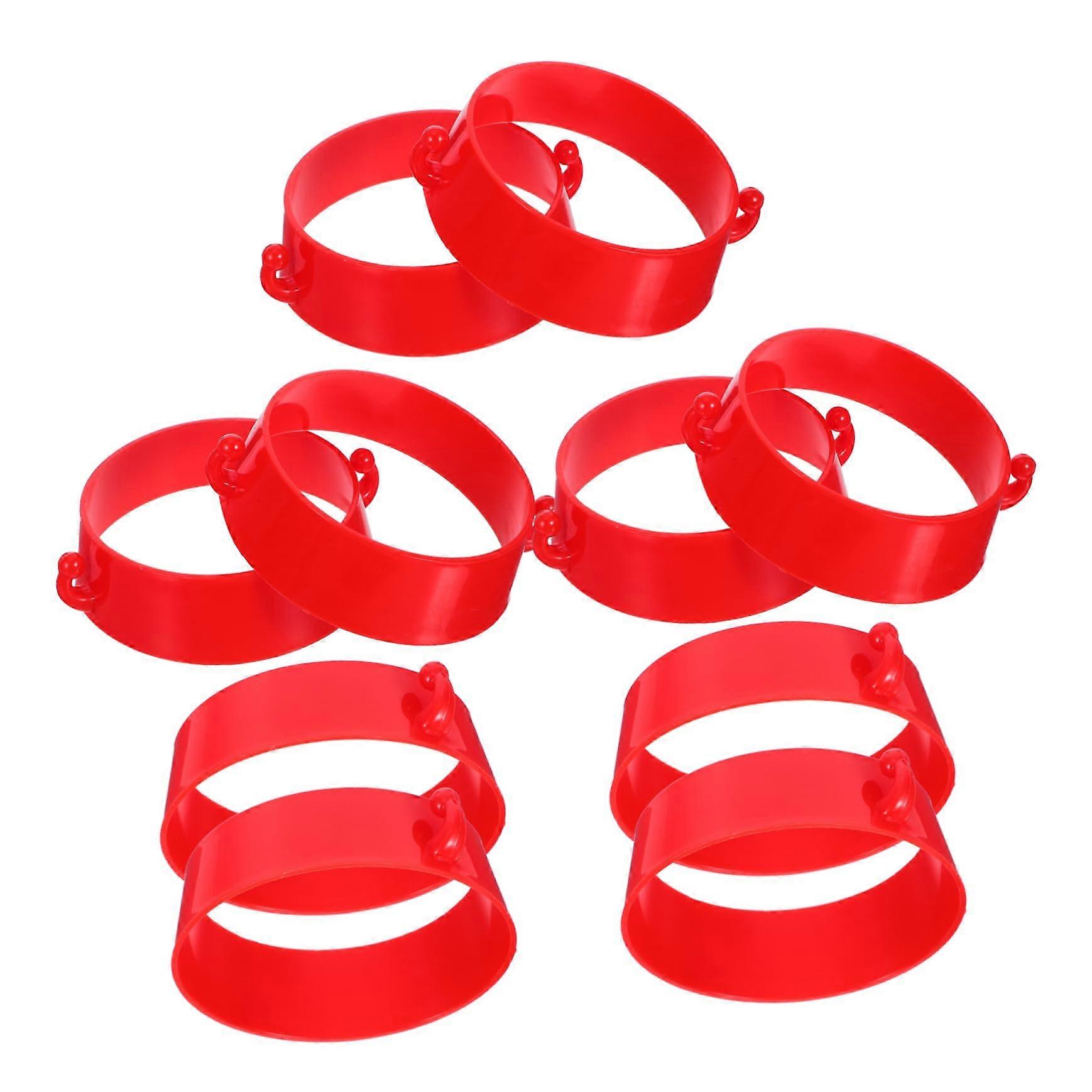 10pcs Traffic Cone Chain Connectors Red Plastic Barrier Link Rings for Secure Quick Installation