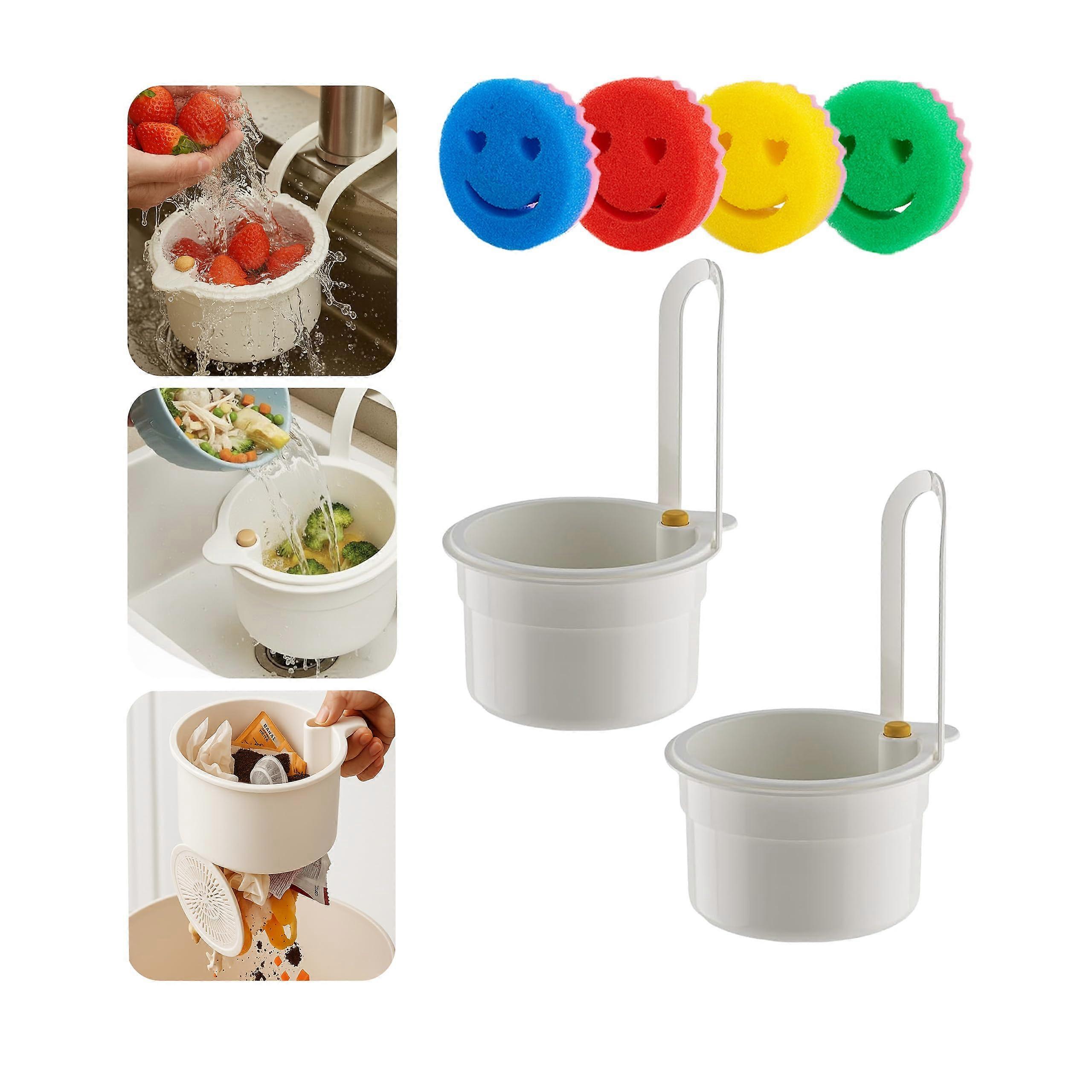 2Pack Automatic Dumping Sink Strainer Basket with HeatResistant PP, Hanging Kitchen Drain Filter