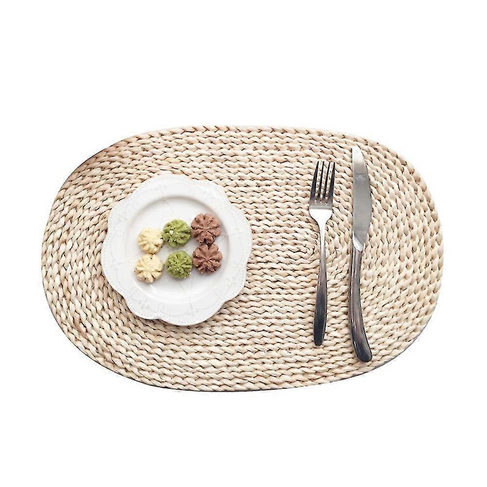 Rattan Weave Round Oval Placemat Dining Table Heat Insulation Mat Kitchen Decor
