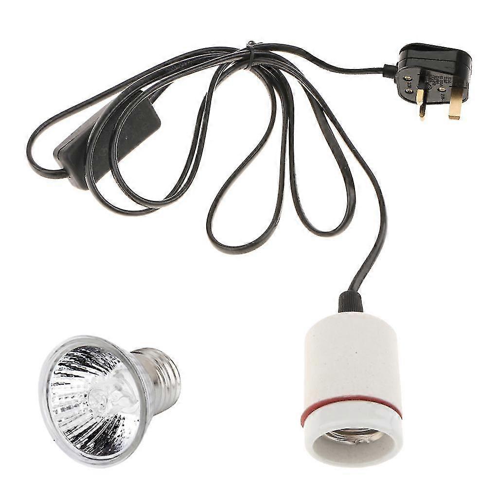 E27 Reptile Lamp Turtle Lizard Basking Light with Halogen Bulb Plug 100W
