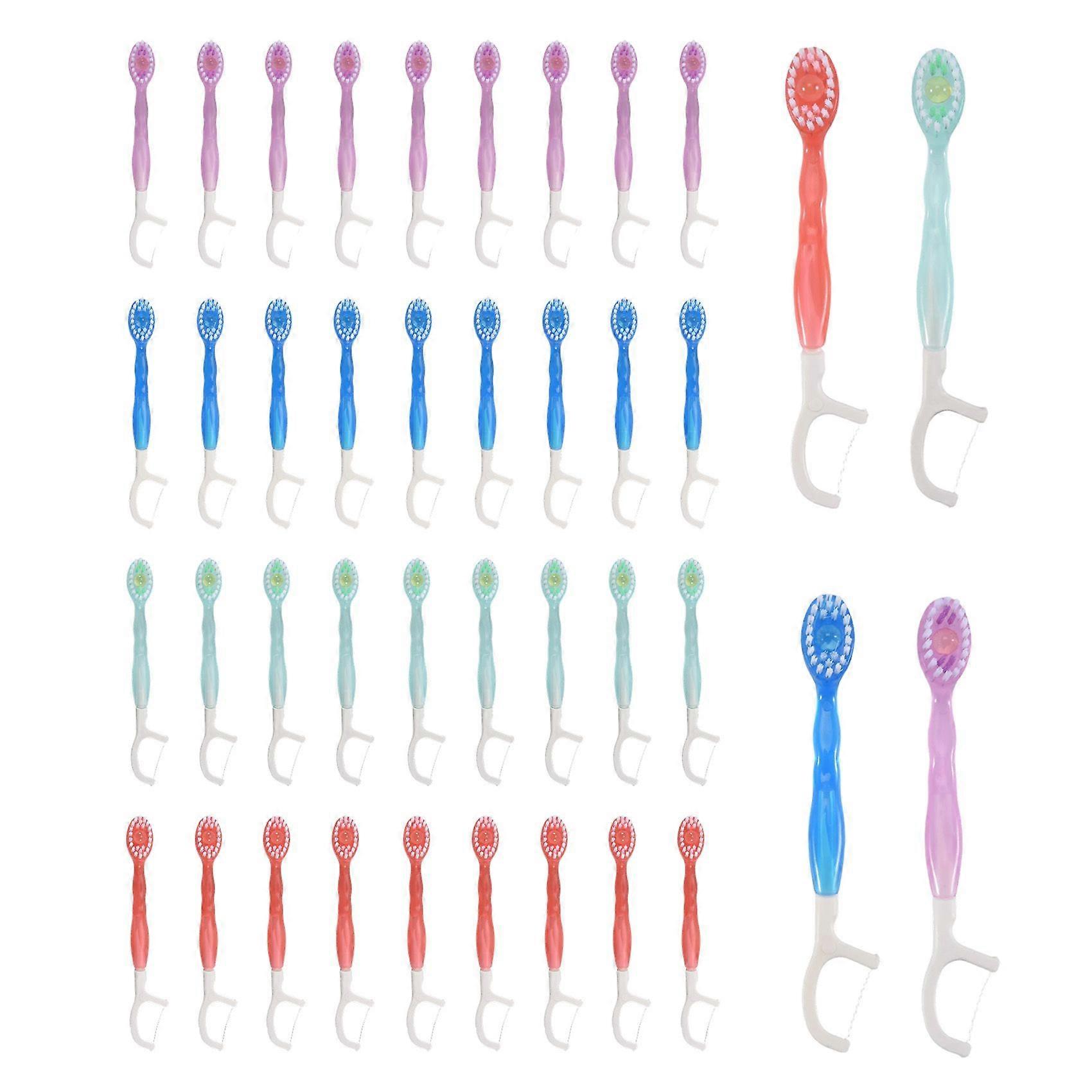 40 Pack Disposable Mini Travel Toothbrushes - 5 in 1 Function, Travel Date Portable Individually Packed