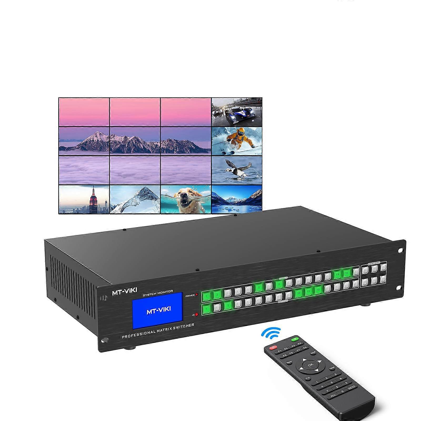 16x16 4K HDMI Matrix Switch with Seamless Switching and Video Wall Controller, Rack Mount