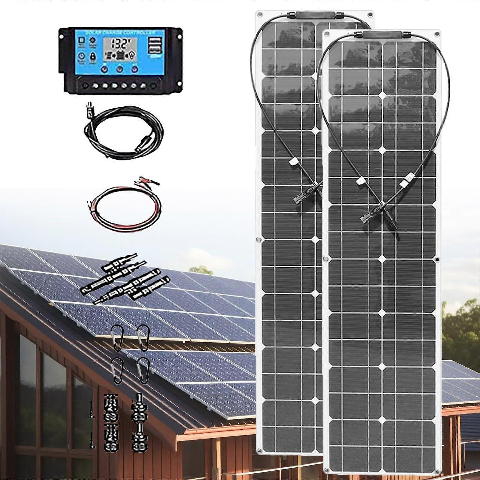 200W Monocrystalline Portable Solar Panels with 40A Controller, 400W Solar Panel Kit for RV Boat Camping