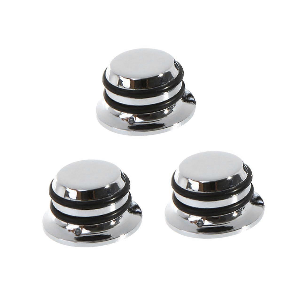 3PCS Silver Metal Guitar Volume Control Knobs with Rubber Grip for Bass Quick Adjustment