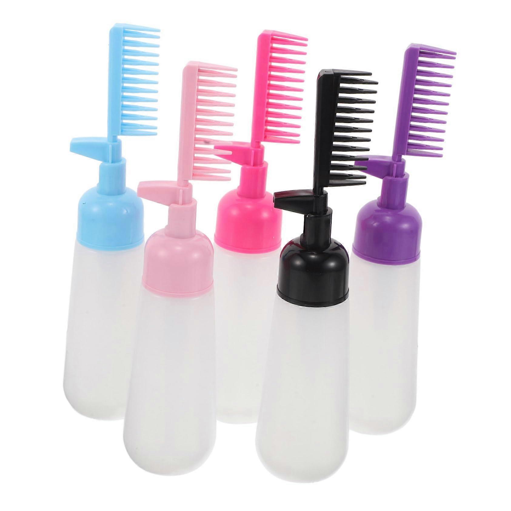 5pcs Hair Dye Applicator Bottle Comb Set for Precise Root Application and Salon Use