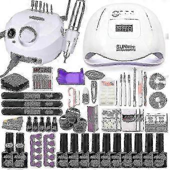 Complete Nail Art Set with 120/80/54W UV LED Lamp, Gel Nail Polish, and Electric Nail Drill for DIY Manicure