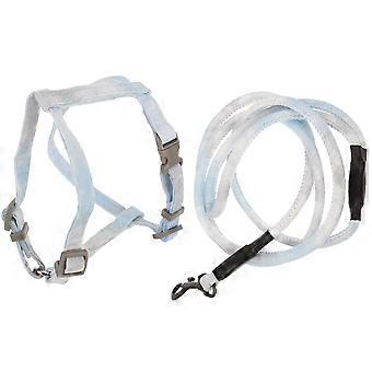 Cat Kitten Harness Leash Set for Pet Use 2Pcs Blue Polyester Vest