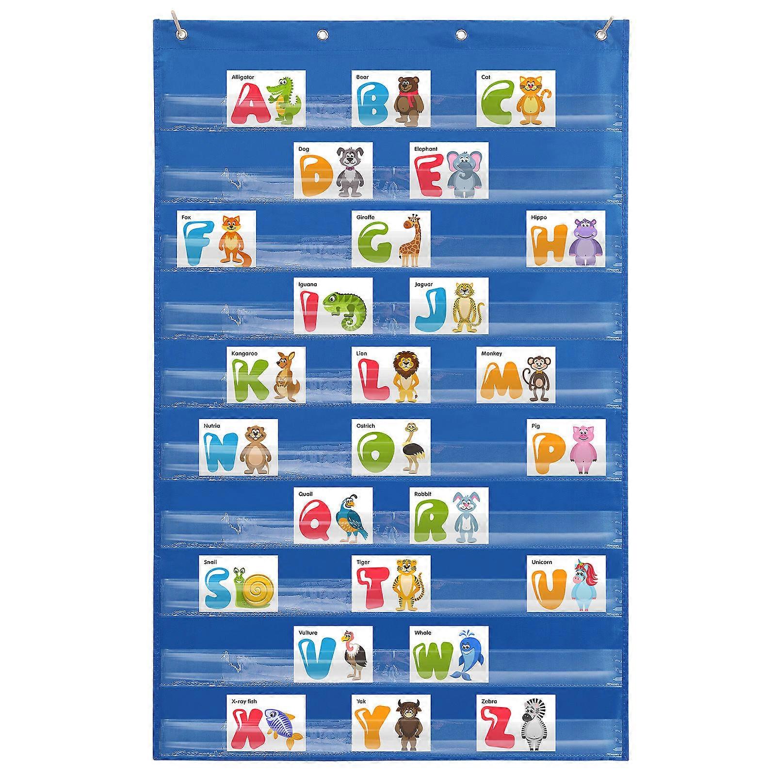 Blue Hanging Storage Bag Teaching Wall Pocket Chart for 9Pcs Use