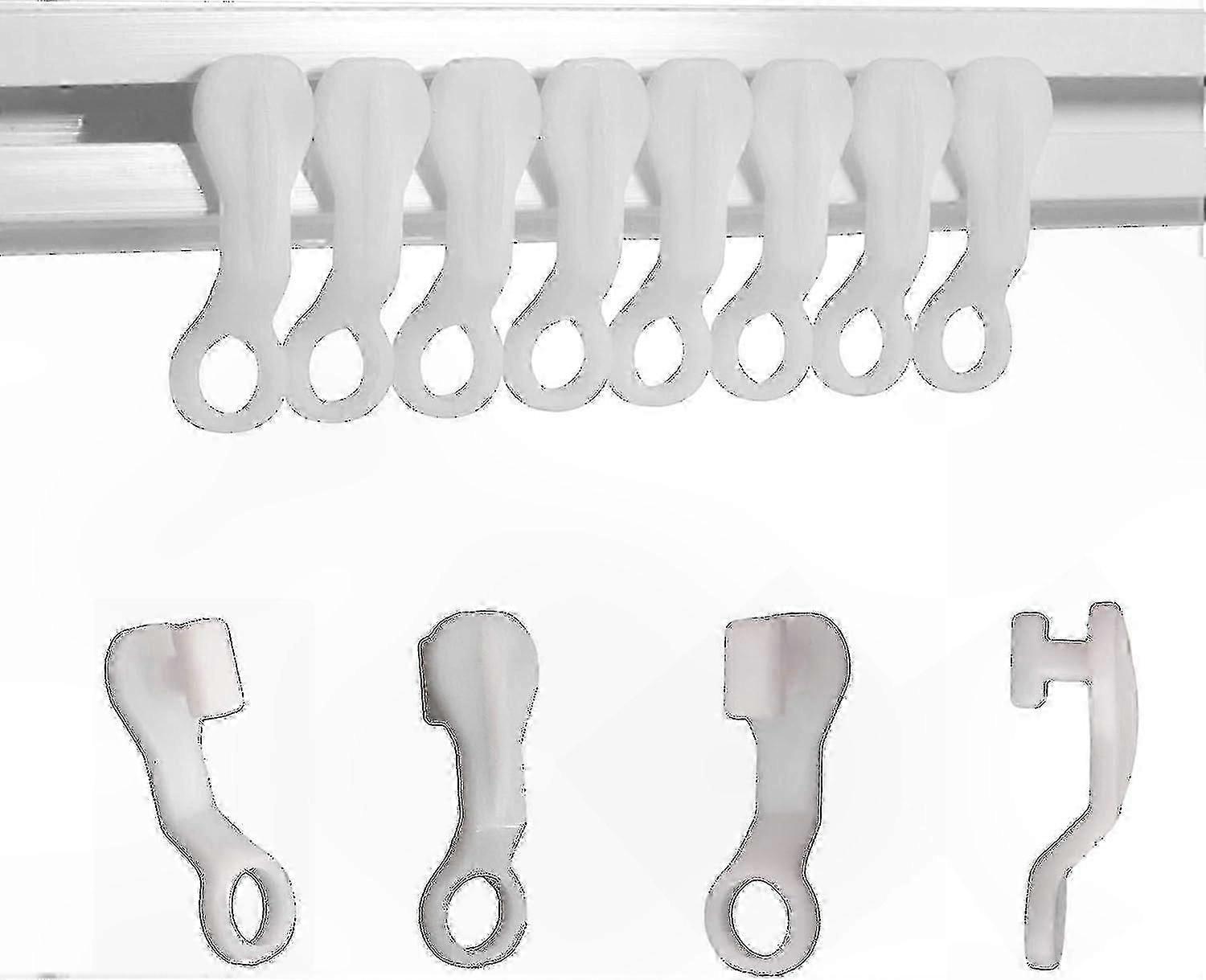 White Curtain Glider Hooks - 50 Pack compatible with Smooth Operation