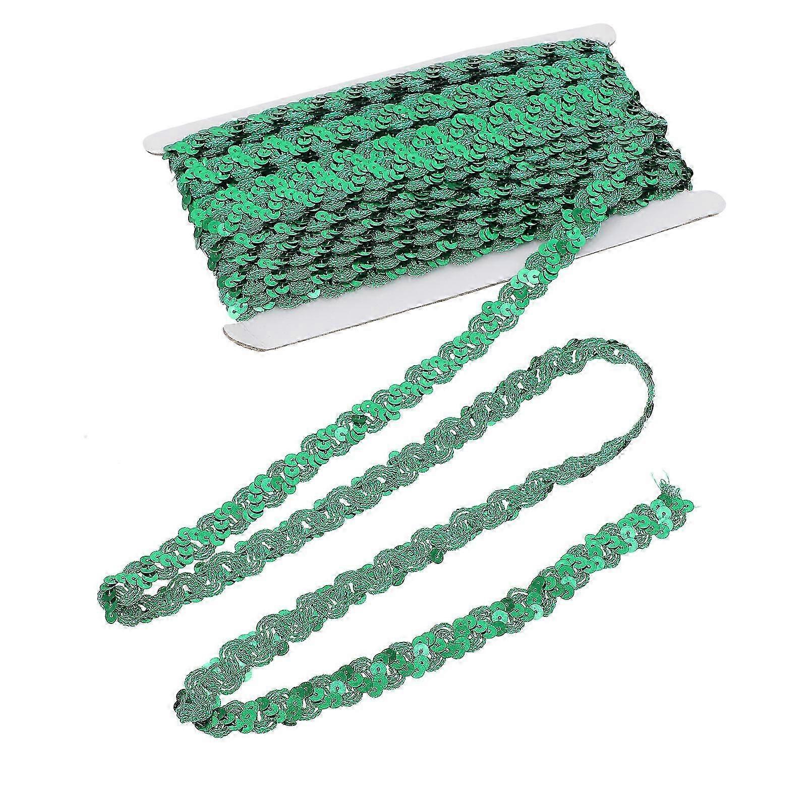 Sequin Braid Trim for Decoration Green Polyester Material 1 Roll