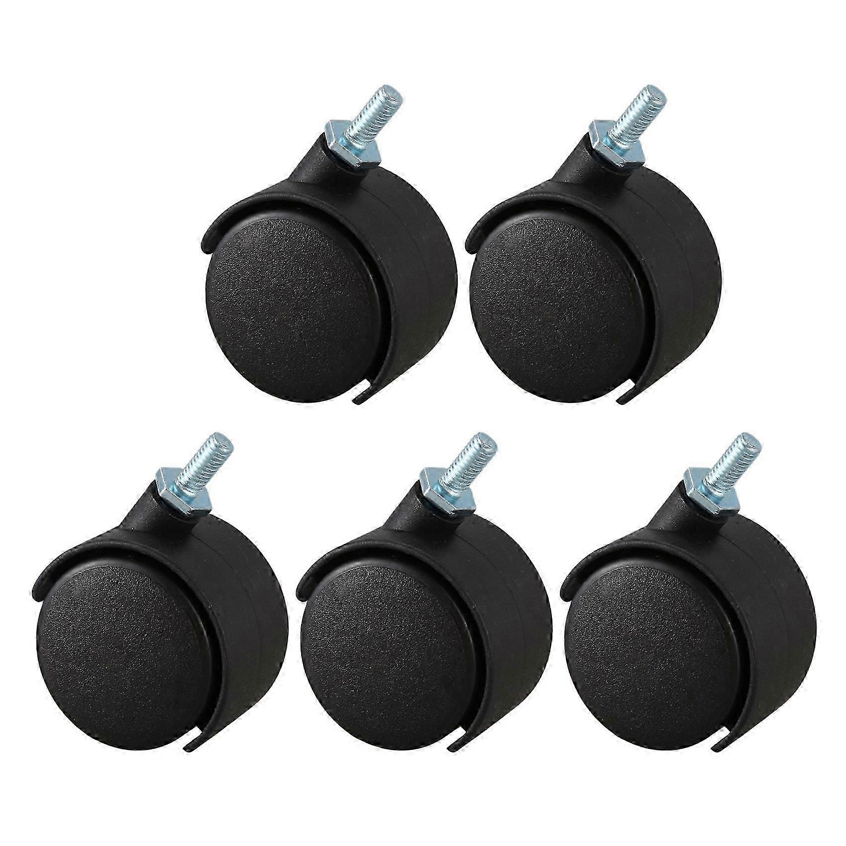 5pcs 6mm Threaded Stem 40mm Dual Wheel Rotatable Caster